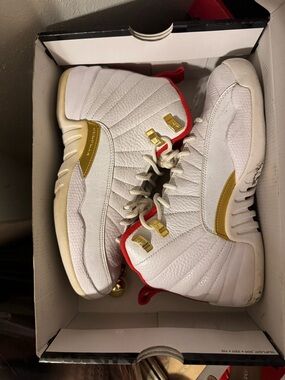 Jordan Kids White Gold Red Retro Sneakers